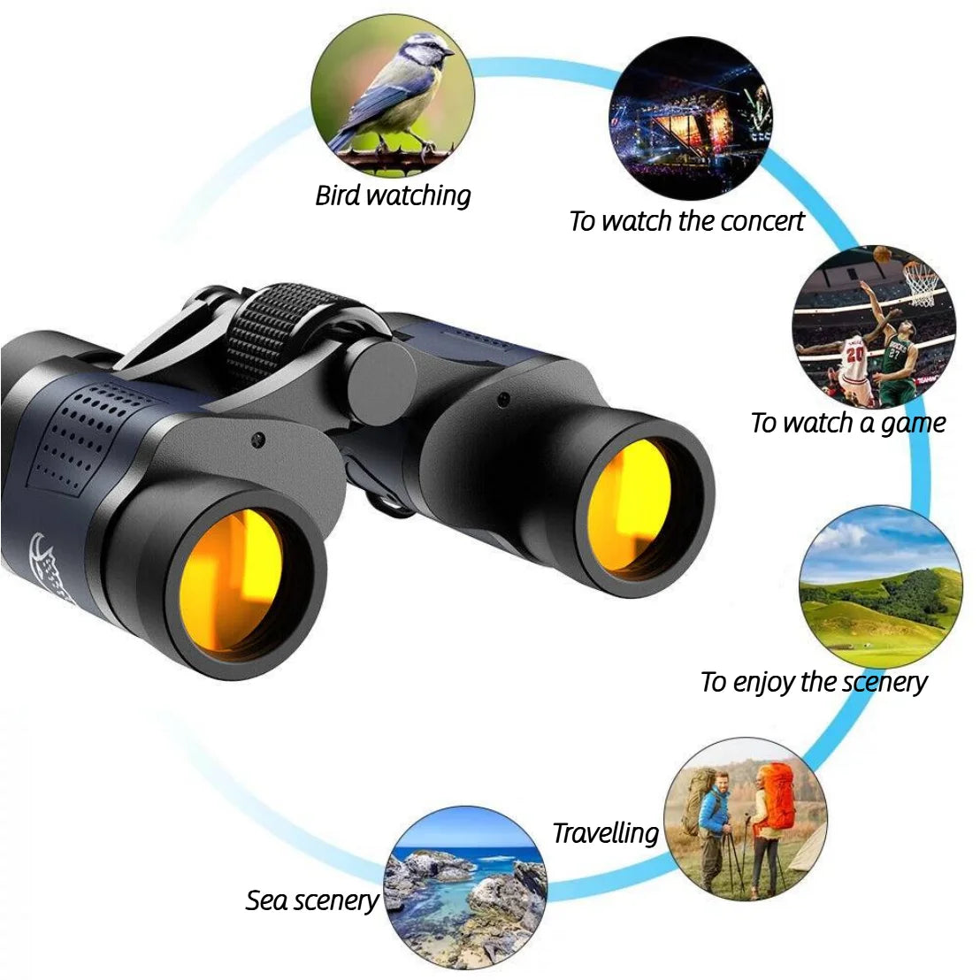 Sevenlady Binoculars, 10x Binoculars for Adults Coordinates Compact HD Professional Day/Night Vision Binoculars Telescope for Hunting, Bird Watching, Sports, Concerts and Camping