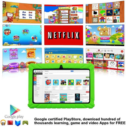 Contixo 7" Tablet Bundle, Kids Ages 3-7, Contixo Academy, STEM Learning, Headphones & Sleeve Case, Android Tablet, Parental Controls – Green