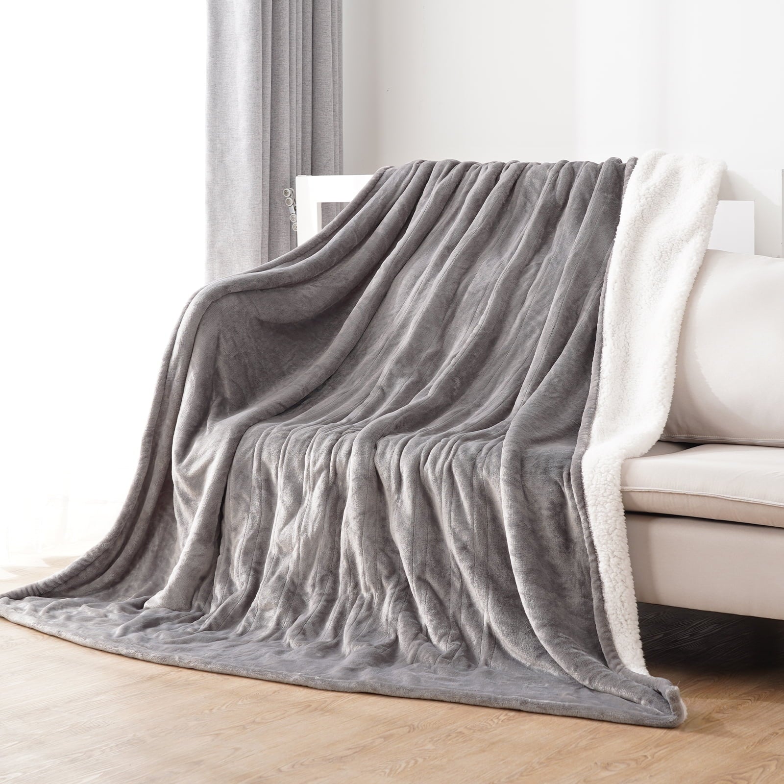 MARNUR Electric Blanket Full Size 72"x84" Heated Blanket Flannel & Shu Velveteen with 6 Heating Levels, 10H Auto-off, Machine Washable