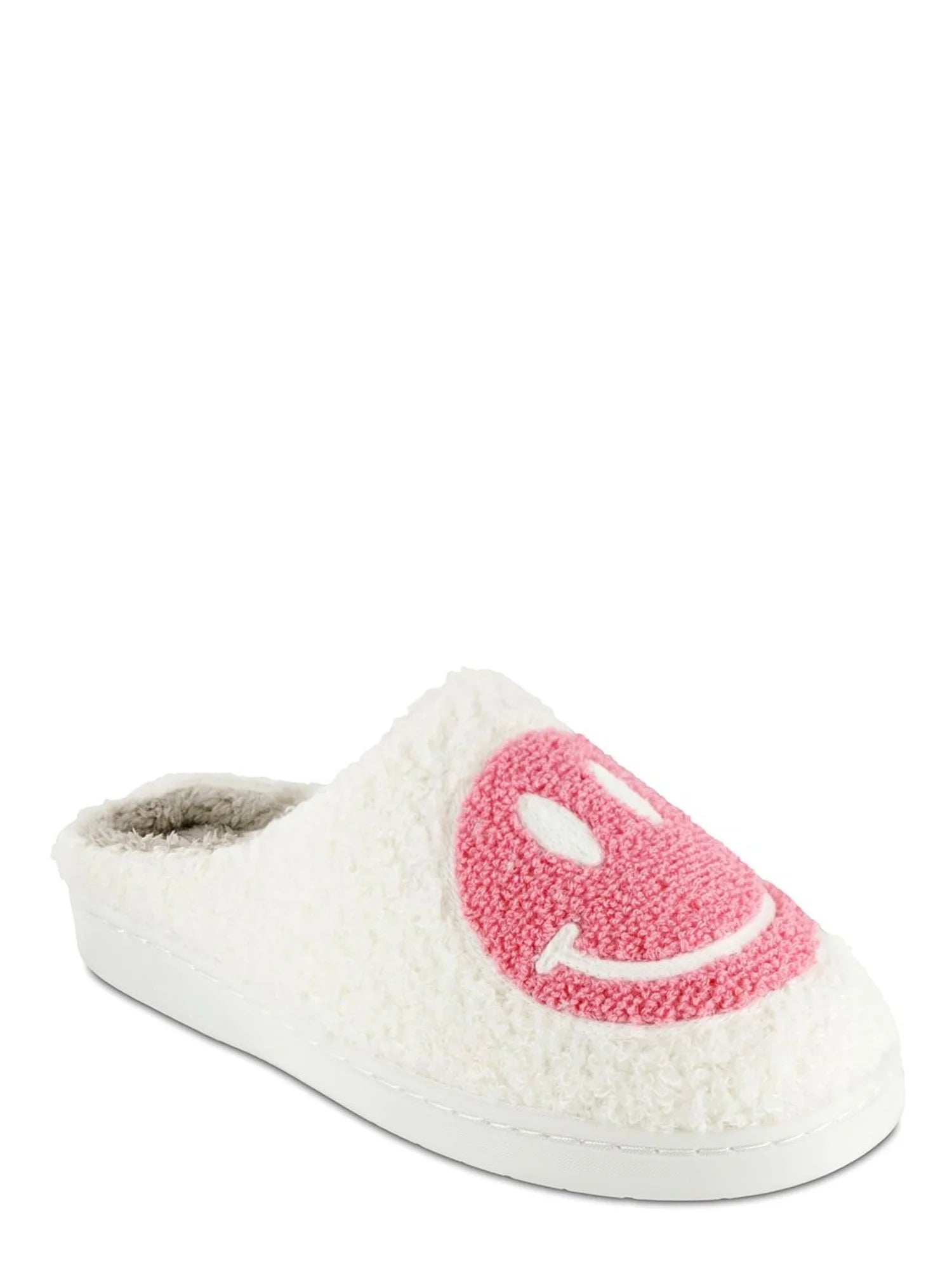 S+R Women's Smiley Graphic Cozy Slide Slipper