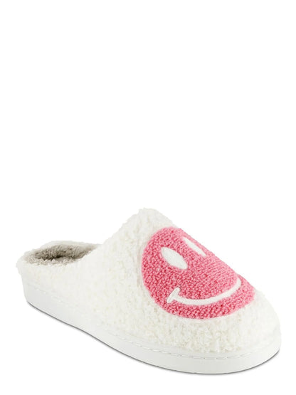 S+R Women's Smiley Graphic Cozy Slide Slipper