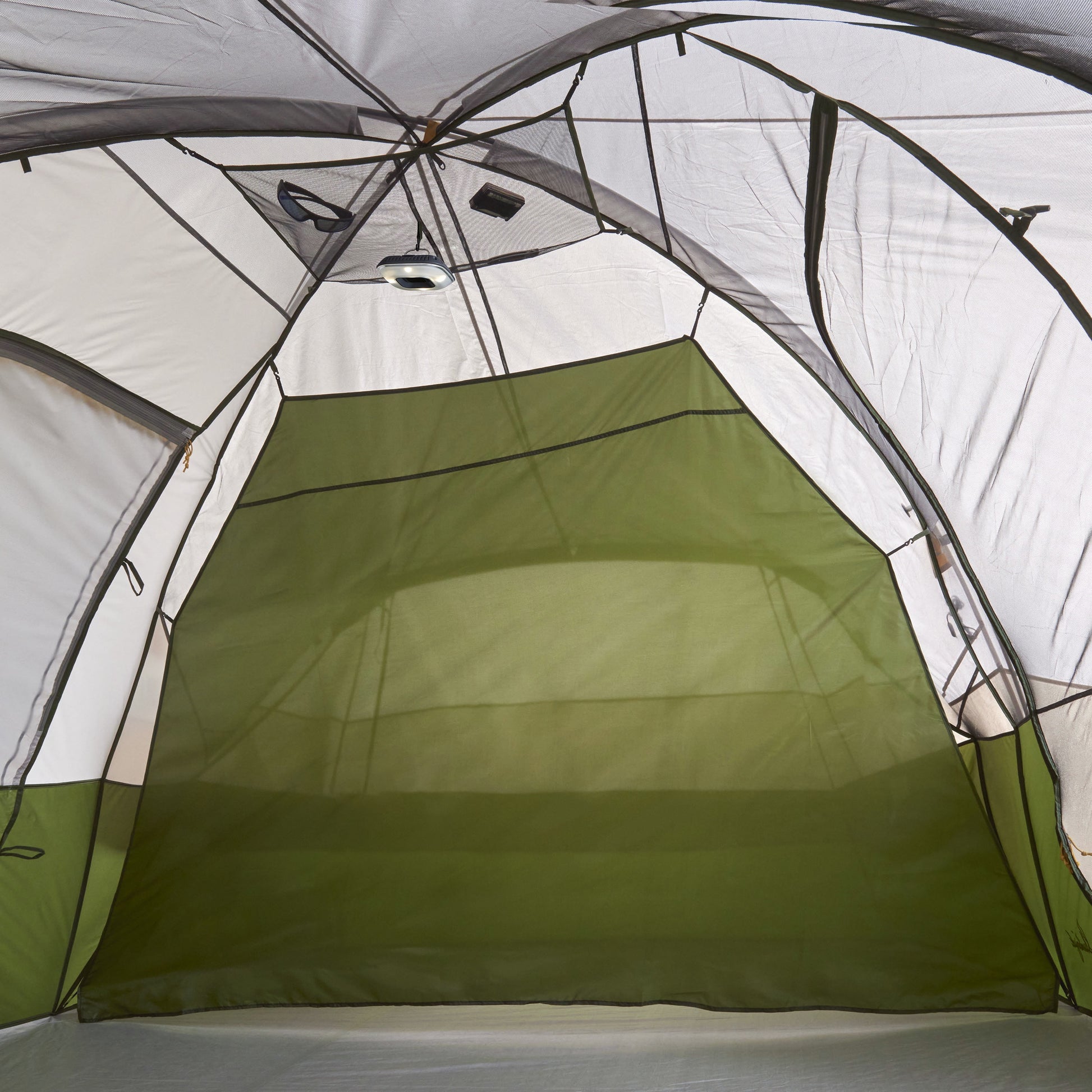 Slumberjack Aspen Grove 8-Person 2 Room Hybrid Dome Tent, with Full Fly, Off-White / Green