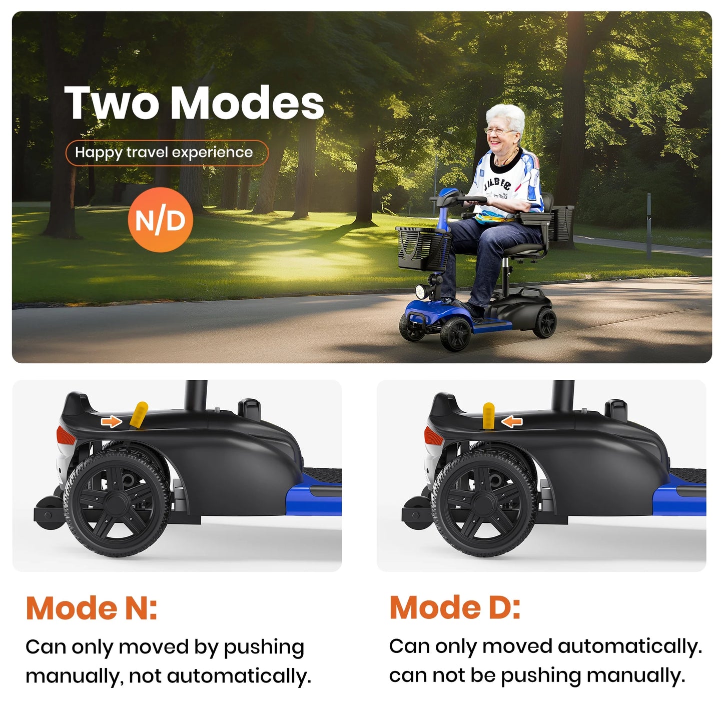 SACVON 4 Wheels Mobility Scooter with Cane Holder for Seniors, Electric Folding Wheelchair Device for Travel, Blue