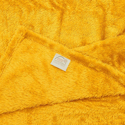 Exclusivo Mezcla Plush Fuzzy Large Fleece Throw Blanket (50" x 70",Mustard Yellow)- Soft, Warm& Lightweight