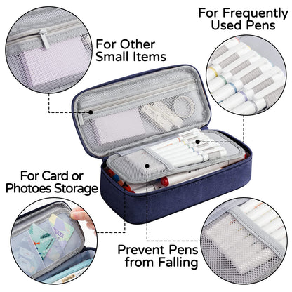 WEMATE Pencil Case, Large Storage Organizer for Stationery, Back - to - School Essential, Teacher Must - have, Big Pencil Pouch, Marker Case School Supplies for College & High School Blue