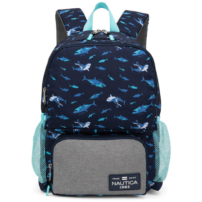 Nautica Backpack for Kids | Kindergarten, Elementary Children Backpack | 16" Tall | Shark Riders