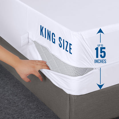 Utopia Bedding Zippered Mattress Encasement King, 100% Waterproof Bed Bug and Dust Mite Proof Mattress Protector, Absorbent Six-Sided Mattress Cover