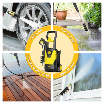 DECOKTOOL Electric Pressure Washer 4300 PSI 2.8 GPM Power Washer with 35FT Power Cord, 20FT Hose, 4 Quick Connect Nozzles, Foam Cannon, Hight Pressure Washer for Cars, Garden, Garage, Patios, Yellow