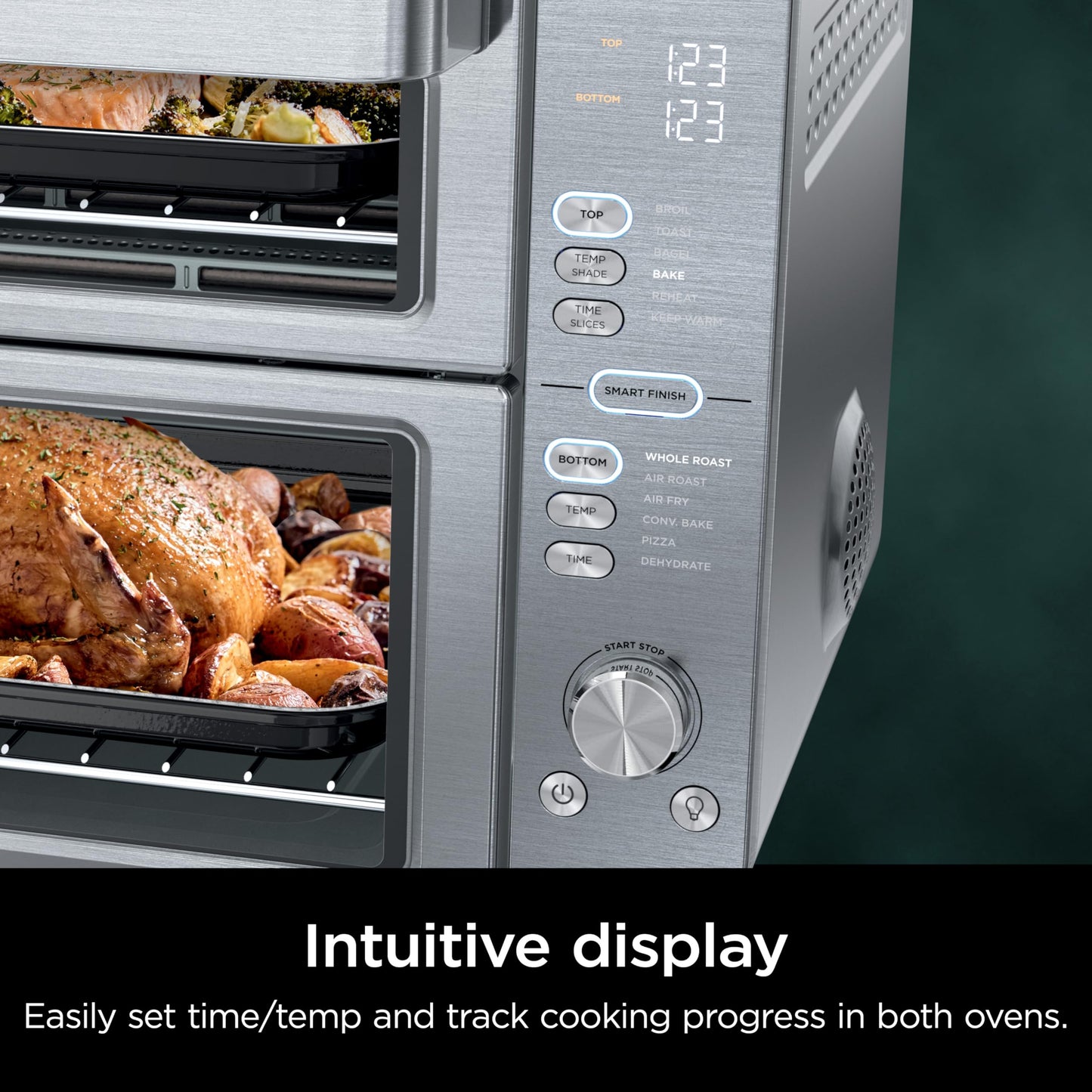 Ninja Air Fryer & Toaster Oven | Double Stack XL | Countertop Oven | 12-in-1 Fits 4.5lb Chicken & 6lbs of Wings | SmartFinish Cook 2 Different Meals at the Same Time | Stainless Steel | DCT601