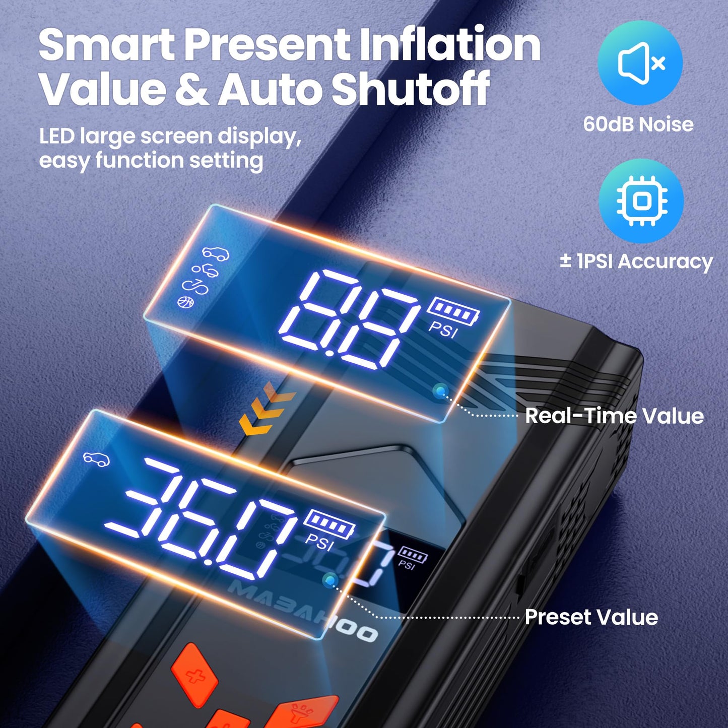 Jump Starter with Air Compressor, 3000A Car Jumper Starter Battery Pack with 150PSI Tire Inflator, 12V Portable Jump Box for Car Charger Battery Booster with LCD Display (Up 9L Gas/8L Diesel Engine)