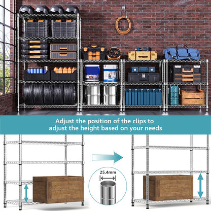 MZG Steel Storage Shelving 6-Tier Utility Shelving Unit with Wheels, Steel Organizer Wire Rack for Home,Kitchen,Office,Garage,17.7" D x 47.2" W x 76.7" H