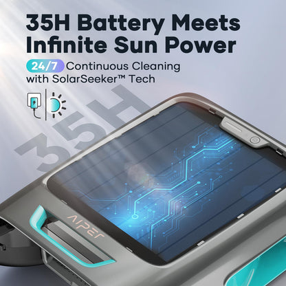 AIPER Surfer S2 Robotic Solar Pool Skimmer with APP Support, 24/7 Cleaning, Dual Charging Modes, Smart Obstacle Avoidance, Ideal for Most Swimming Pool Types
