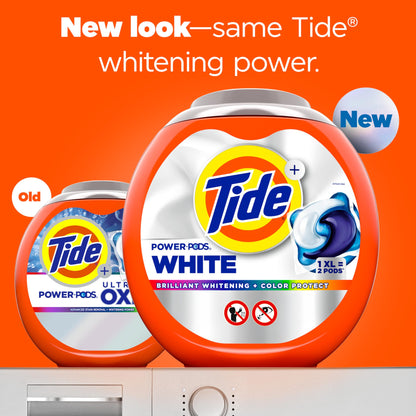 Tide Power PODS Plus Ultra OXI White and Bright Laundry Detergent, Advanced Stain Removal and Whitening Power, 63 Count