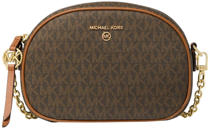 Michael Kors Jet Set Charm Small Oval Camera Crossbody Bag, Gold-Tone Hardware/Brown/Acorn