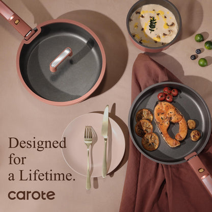 CAROTE 23Pcs Pots and Pans Set Non Stick with Detachable Handle Rouge Pink, Premium Nonstick Cookware Set, Dishwasher/Oven Safe Pots and Pans, Removable Handle RV Cookware