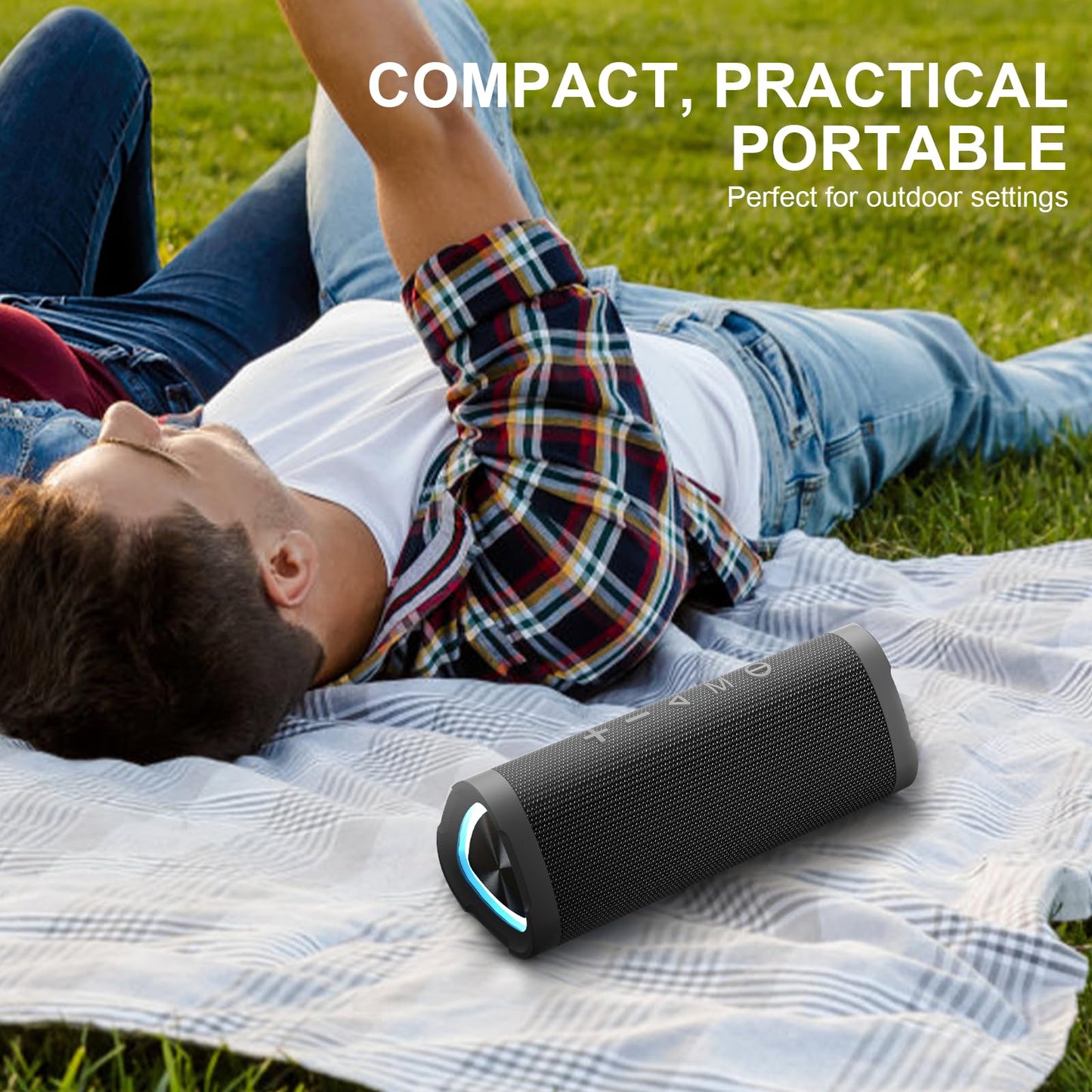 Vanzon Bluetooth Speakers,V40 IPX7 Waterproof Portable Wireless Speaker with 24W Loud Stereo Sound&Up to 24H Playtime,TWS,RGB Multi-Colors Rhythm Lights for Outdoor, Home, Party, Beach, Travel