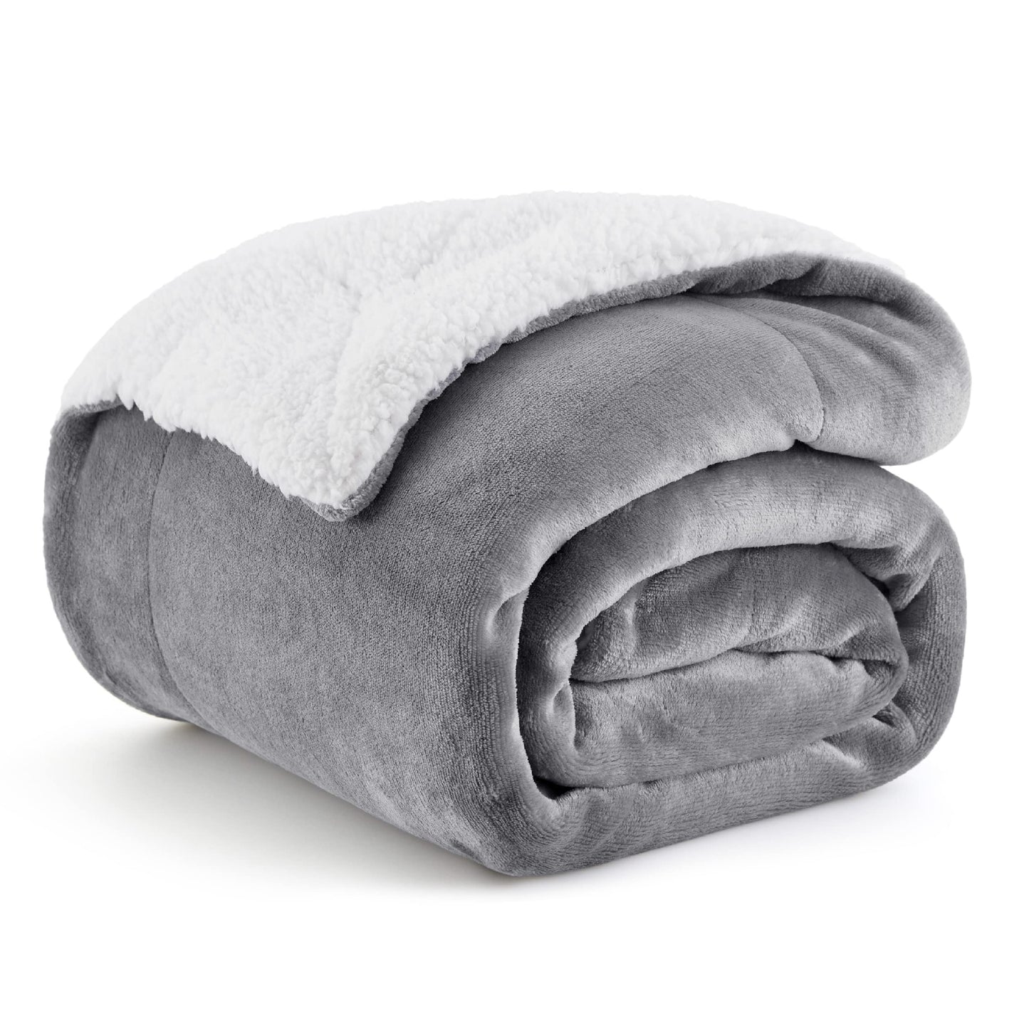 Bedsure Sherpa Fleece Throw Blanket Twin Size for Couch - Thick and Warm, Soft Fuzzy Plush Blanke for Winter, Grey, 60x80 Inches