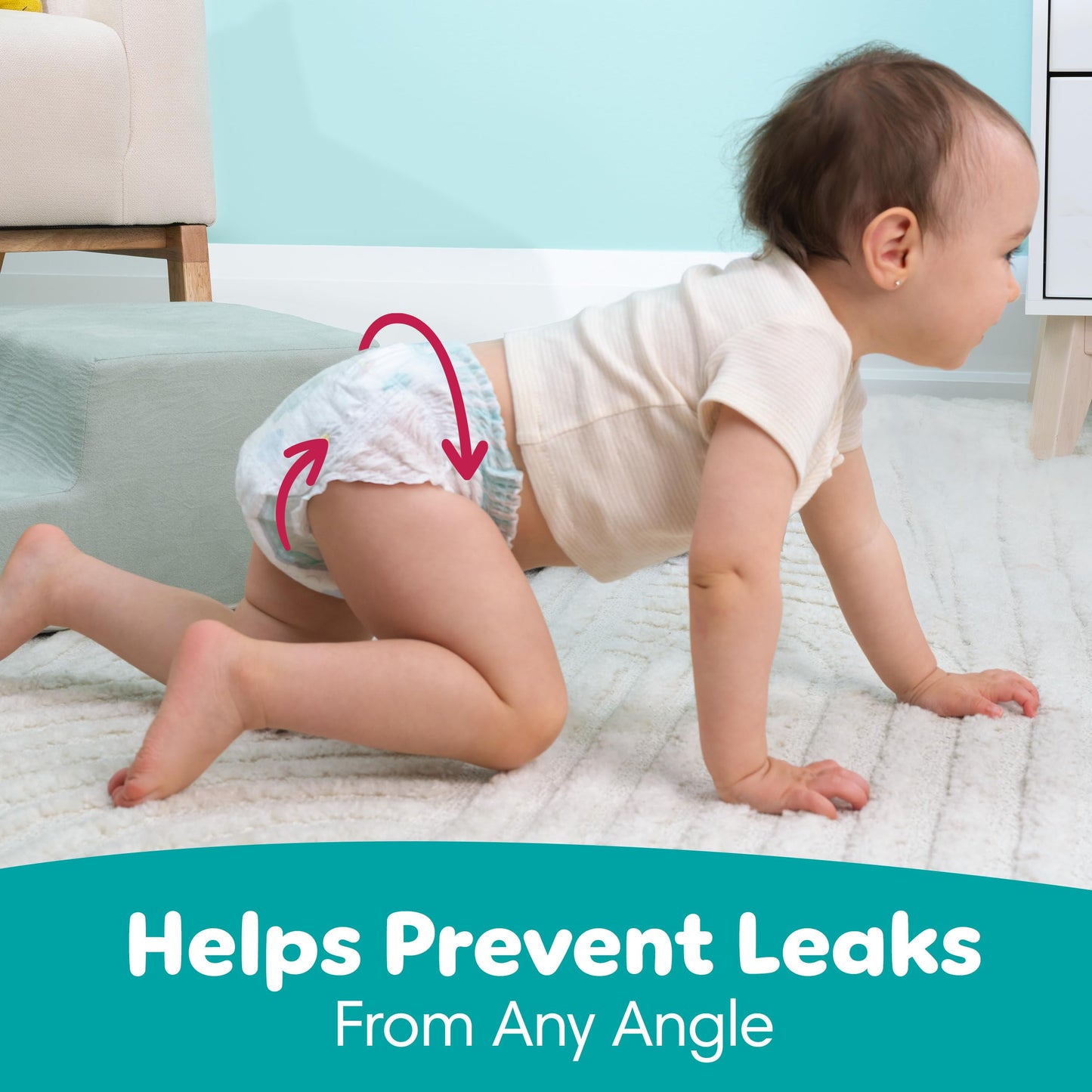 Pampers Diapers - Swaddlers 360° - Size 4, 132 Count, up to 100% Leakproof Comfy Dry Fit, Designed for Easy Changes, Pull On Baby Diaper (Packaging May Vary)