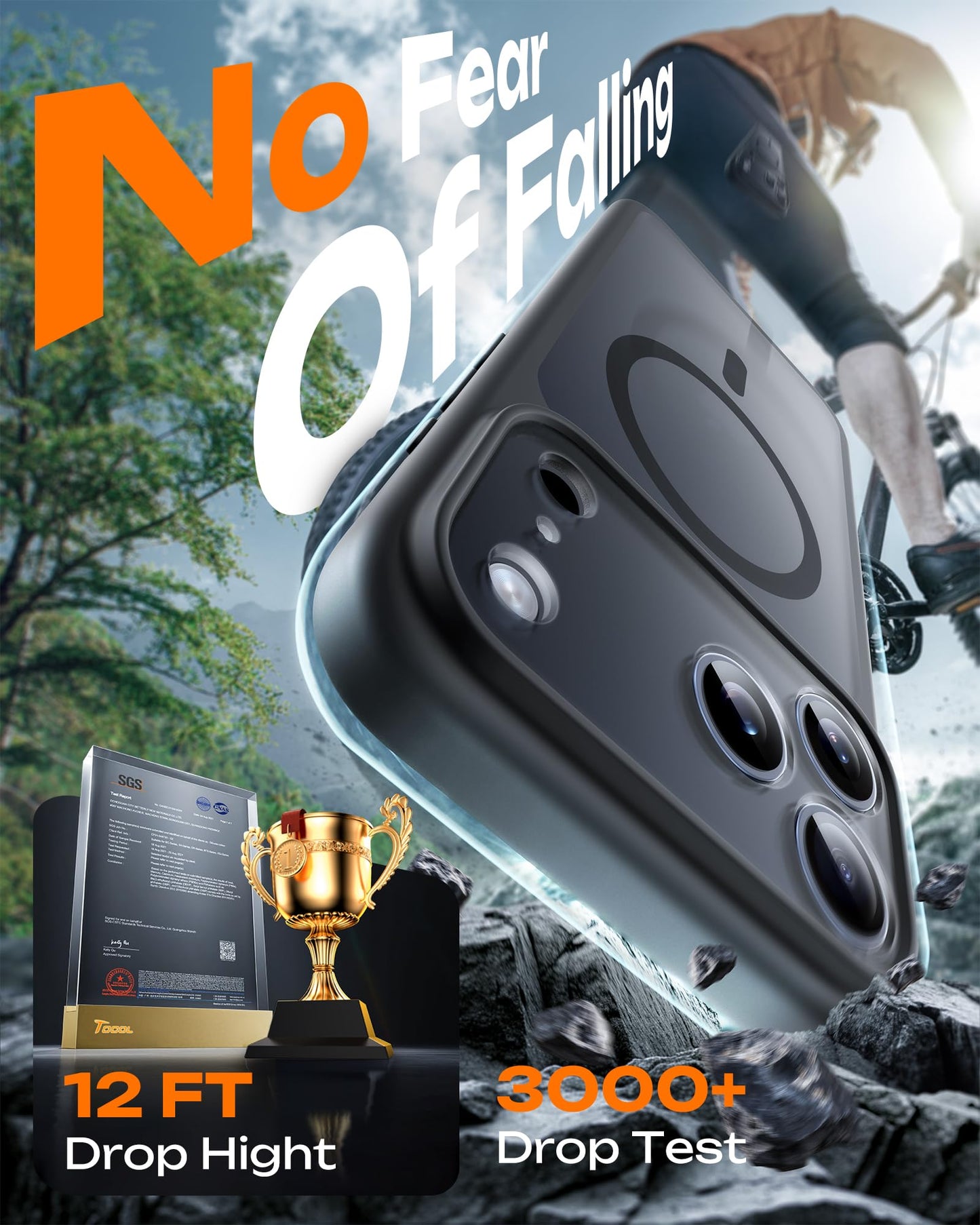 TOCOL for iPhone 17 Pro Max Case, Compatible with Magsafe, Full Camera Protection, Built-in Magnetic Ring, Translucent Matte Phone Case for iPhone 17 Pro Max 6.9 inch (Black)