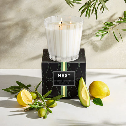 NEST New York Santorini Olive & Citron Scented 3-Wick Candle