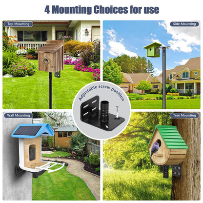 Gtongoko Smart Bird Feeder Pole 79 Inch Bluebird House Pole for Outdoors Weather Station Heavy Duty Metal Mounting Kit Adjustable Bird Feeder Stand Black