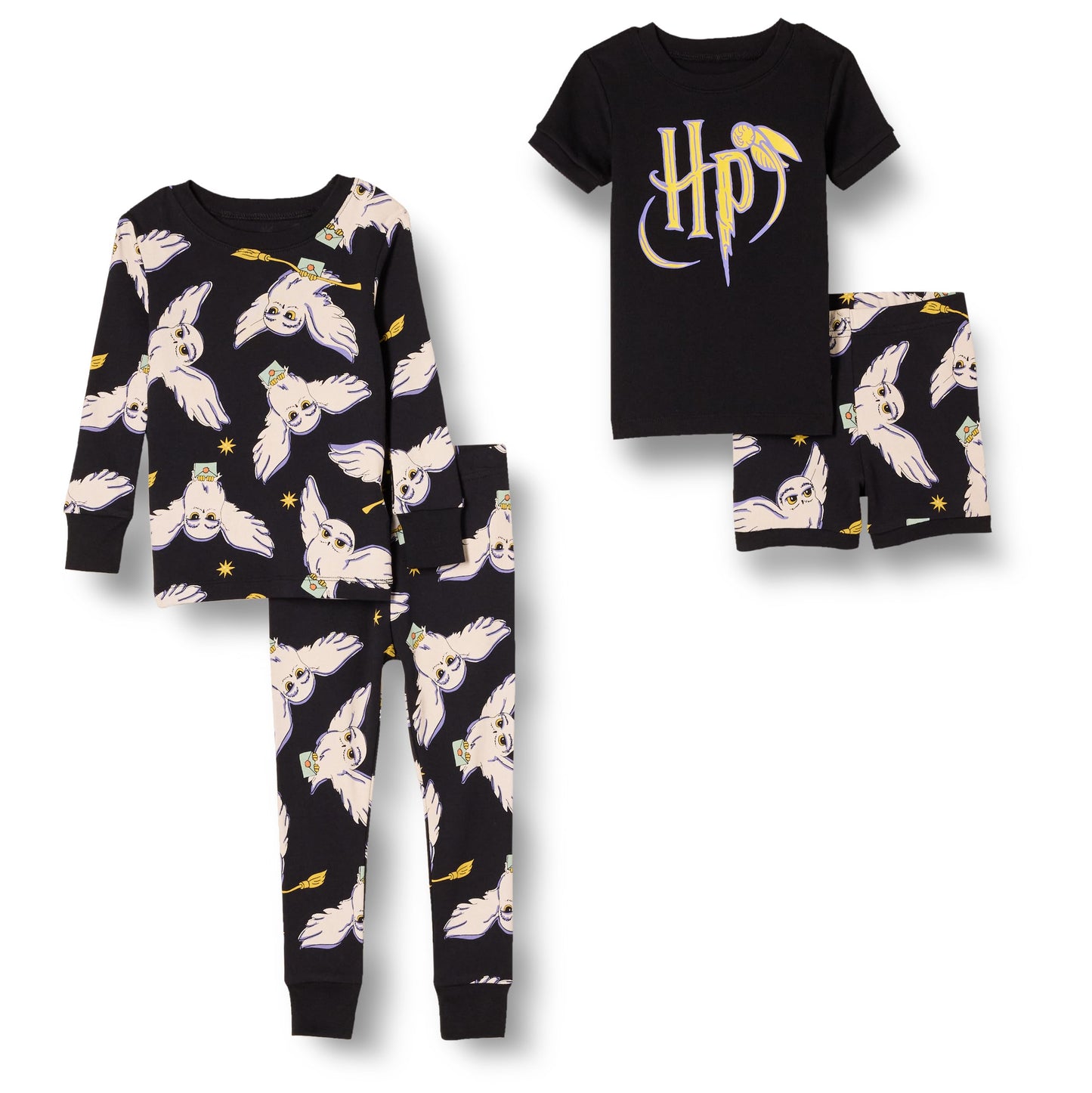 Amazon Essentials Harry Potter Unisex Kids' Snug-Fit Cotton Pajama Sleepwear Sets, Harry Potter Hedwig - Kids, 6-7 Years