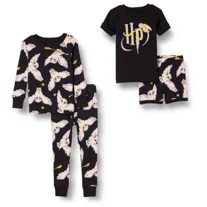 Amazon Essentials Harry Potter Unisex Kids' Snug-Fit Cotton Pajama Sleepwear Sets, Harry Potter Hedwig - Kids, 6-7 Years