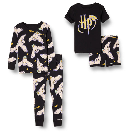 Amazon Essentials Harry Potter Unisex Kids' Snug-Fit Cotton Pajama Sleepwear Sets, Harry Potter Hedwig - Kids, 6-7 Years