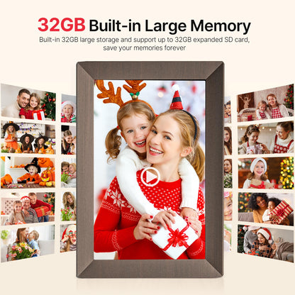 Frameo 10.1" Digital Picture Frame, Smart WiFi Digital Photo Frame with 1280x800 HD IPS Touch Screen 32GB Memory Auto-Rotate Wall Mounted, Share Photos/Videos from Phone Anywhere(Gray Wood)