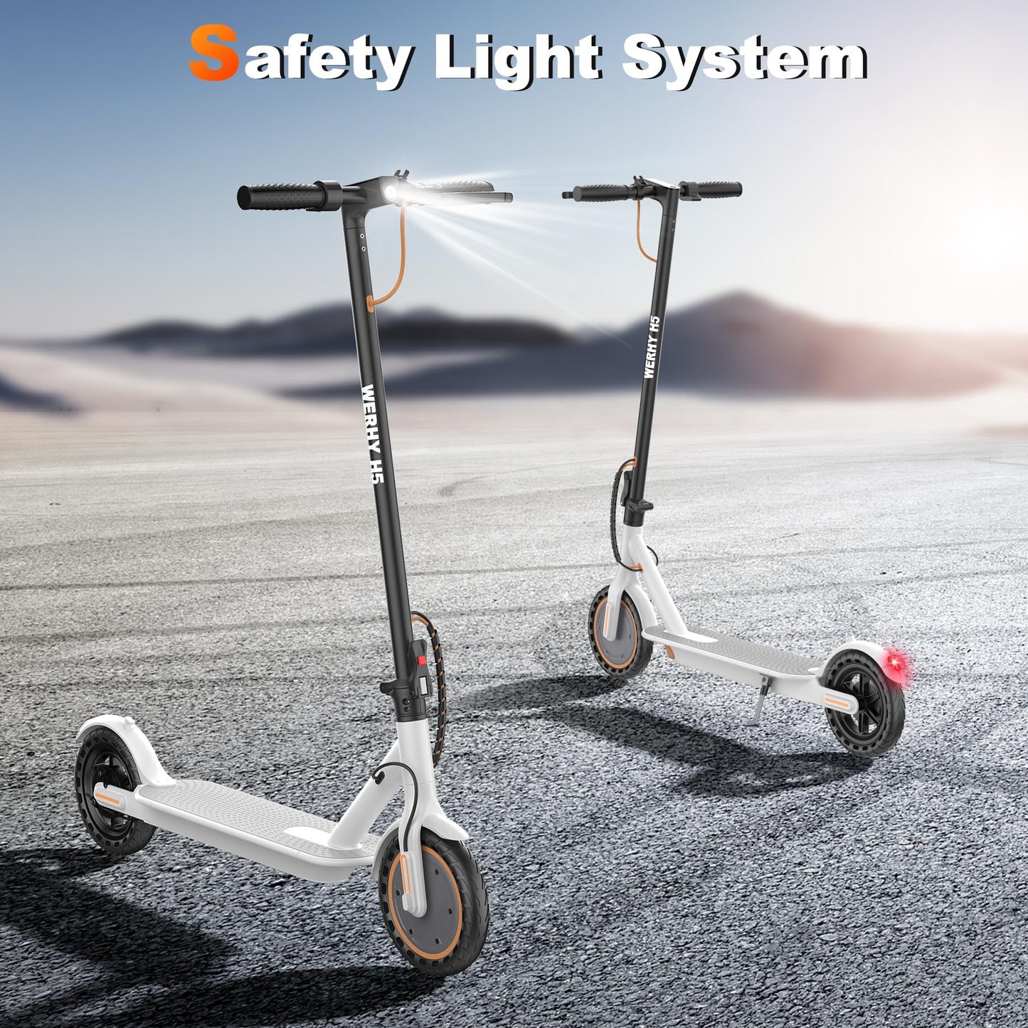 WERHY Electric Scooter for Adults, with 350W Powerful Motor, 12 Miles Range, 19 MPH Top Speed, with 8.5" Solid Tires, Foldable E Scooter with Dual Braking Systems and APP Control