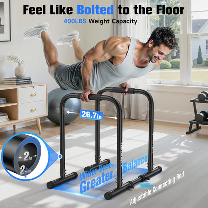 SPORTSROYALS DP3 Dip Station Adjustable Dip Bar, Heavy Duty Parallette & Parallel Bars, 400LBS Stable Dip Stands for Home Gym, Calisthenics & Upper Body Workout Equipment