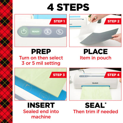 Scotch Thermal Laminating Pouches, 100 Count, Clear, 5 mil, Laminate Business Cards, Small Banners, Essays, Office or School Supplies, Fits Letter Size 8.9x11.4 in Paper