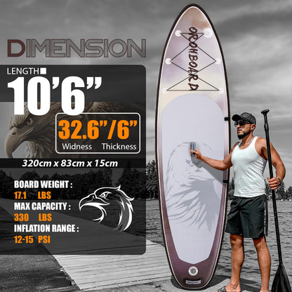 OROHBOARD 10’6 Inflatable Stand Up Paddle Board with Premium Paddleboards Accessories, Wide Stable Designed SUP Paddleboard for Adults & Youth. (Eagle)