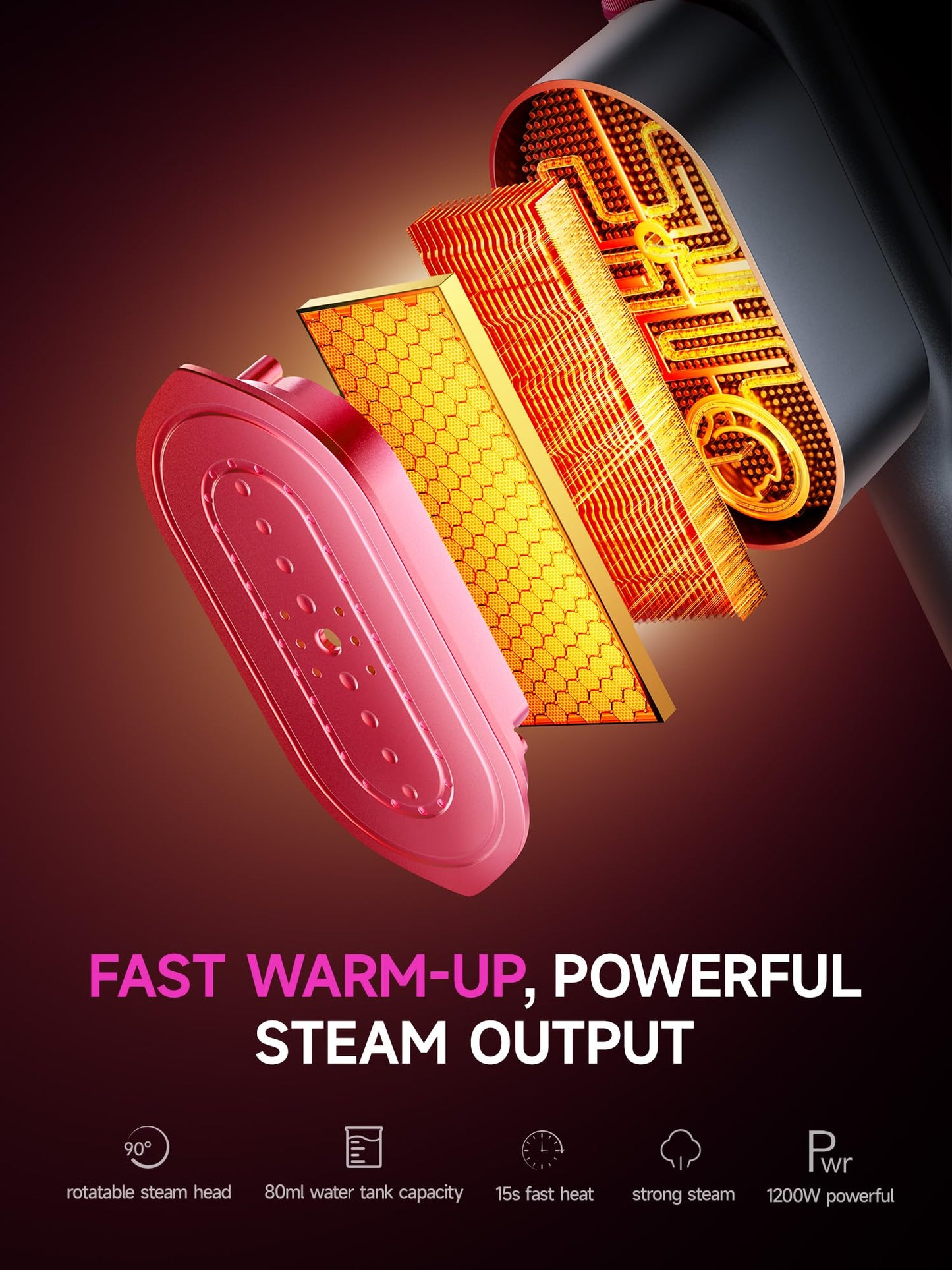 DRFLASH 2-in-1 Steamer & Iron for Clothes,15s Fast Heat-up 1200W Portable Handheld Garment Steamer,Travel Size with Large Ceramic Heat Panel,Quick Wrinkle Removal,110V-120V