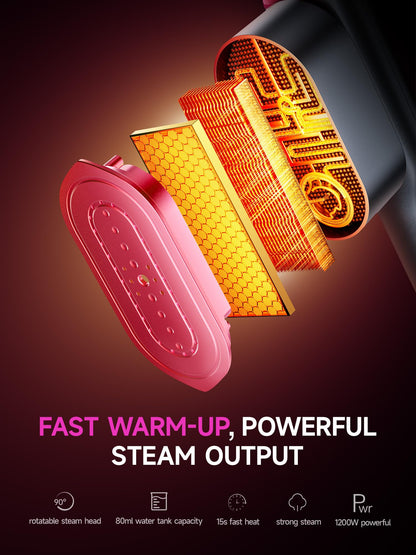 DRFLASH 2-in-1 Steamer & Iron for Clothes,15s Fast Heat-up 1200W Portable Handheld Garment Steamer,Travel Size with Large Ceramic Heat Panel,Quick Wrinkle Removal,110V-120V