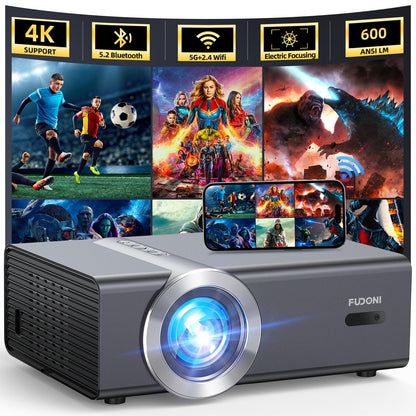 [Electric Focus/Auto Keystone] Projector with WiFi and Bluetooth, Native 1080P 20000L 4K Supported, FUDONI Outdoor Movie Projector for Home Theater UP to 300", for HDMI/USB/iOS/Android/TV Stick/Laptop