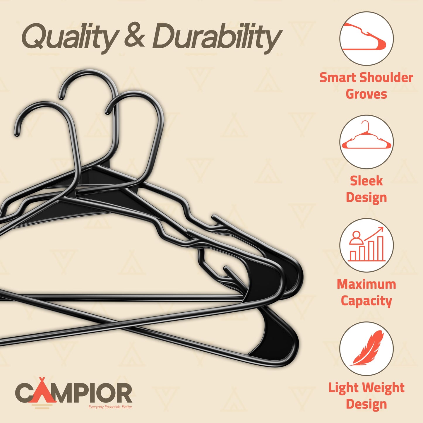 Black Plastic Hangers 50 Pack– Heavy-Duty Plastic Hangers Slim and Space-Saving, Durable and Lightweight PP with Non-Slip Shoulder Notches for Slip Dresses, Suits, Jackets & Camisoles