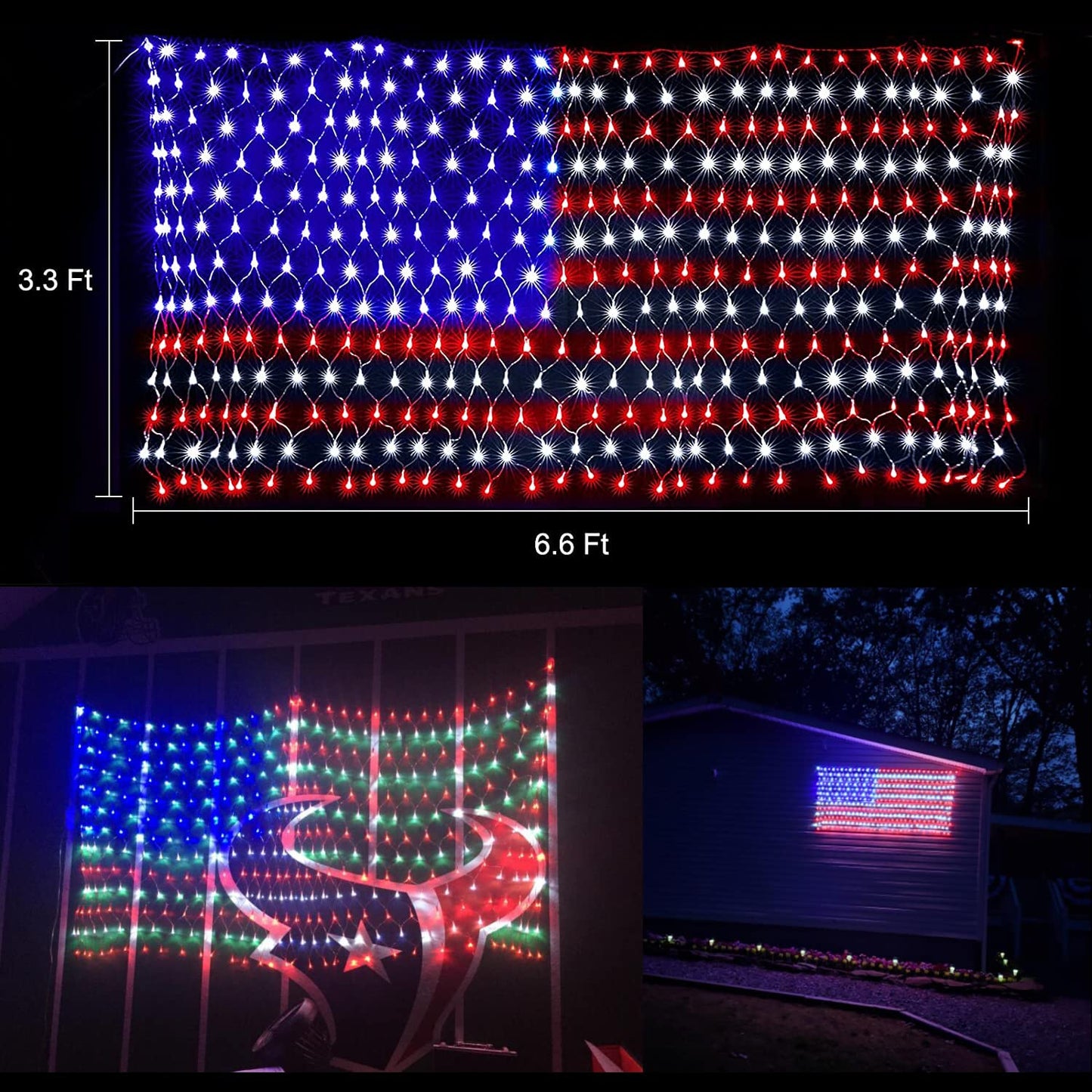 American Flag Lights with 420 Super Bright LEDs,KAZOKU Waterproof Led Flag Net Light of The United States for Yard,Garden Decoration, Festival, Holiday, Party Decoration,Christmas Decorations