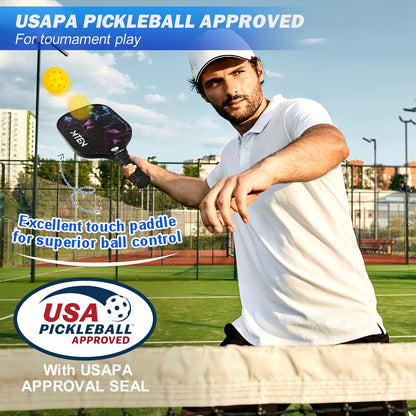 Pickleball Paddles Set of 2, USAPA Approved Fiberglass Surface Pickleball Set with 2 Pickleball Rackets,4 Pickleball Balls,1 Portable Carry Bag,Pickle Ball Paddle Set for Men Women