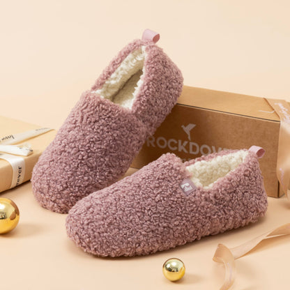 RockDove Women's Faux Shearling Closed Back Slipper with Memory Foam, Size 8 US Women, Cameo Pink