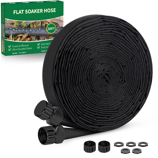 Tuzoc Soaker Hose 50 ft, Garden Hose With Drip Irrigation System, 1/2 Linkable Consistent Drip Irrigation Hoses, Leakproof Design Water Hose, Save 80% of Water for Garden, Farm, Orchard Plantation