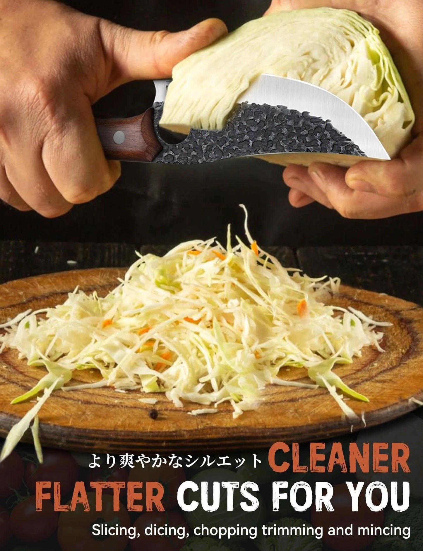 Huusk Viking Knife Set of 3, Japanese Butcher Knife Set for Meat Cutting, Hand Forged Boning Knives with Wood Handle, Japanese High Carbon Steel, for Camping, Outdoor, BBQ, Christmas Gifts for Men