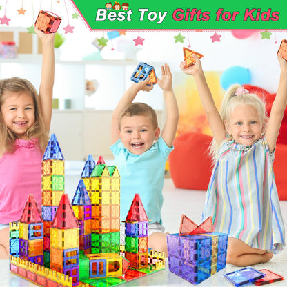 IGIVI Magnetic Tiles Kids Toys for 3+ Year Old Boys & Girls, STEM Building Blocks Toys & Games, Sensory Toys for Toddlers, 3 4 5 6 7 8 Year Old Boy Birthday Gift