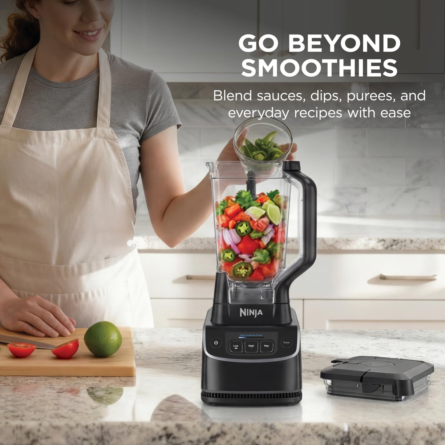Ninja UltraCrush Professional Blender | 1000W, XL 72-oz.* Pitcher | Total Crushing Technology | 3 Manual Speeds for Ice Crushing, Smoothies, Sauces & More | Full-Size Blender | Black | BP201