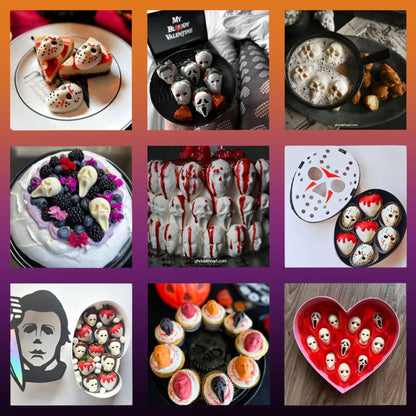 ShapedIceMolds Horror Movie Character Molds – Halloween Silicone Molds for Chocolate, Candy, Resin, Crafts – 3D Scary Film Icons for Party Treats & DIY Decor (Orange)