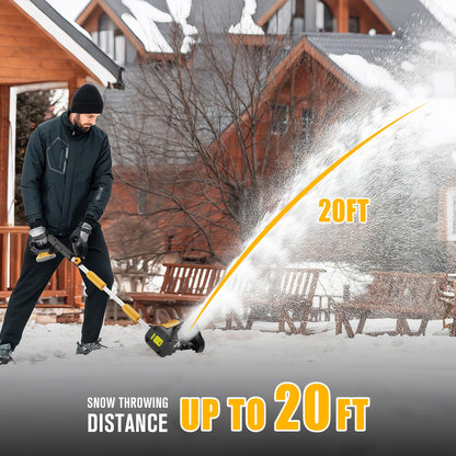 Cordless Snow Shovel Compatible with DeWalt 20V MAX Battery (Tool Only), 11" Lightweight Electric Snow Blower with 20FT Max Throw & Adjustable Handle, Snow Thrower for Driveway, Deck, Patio & Steps