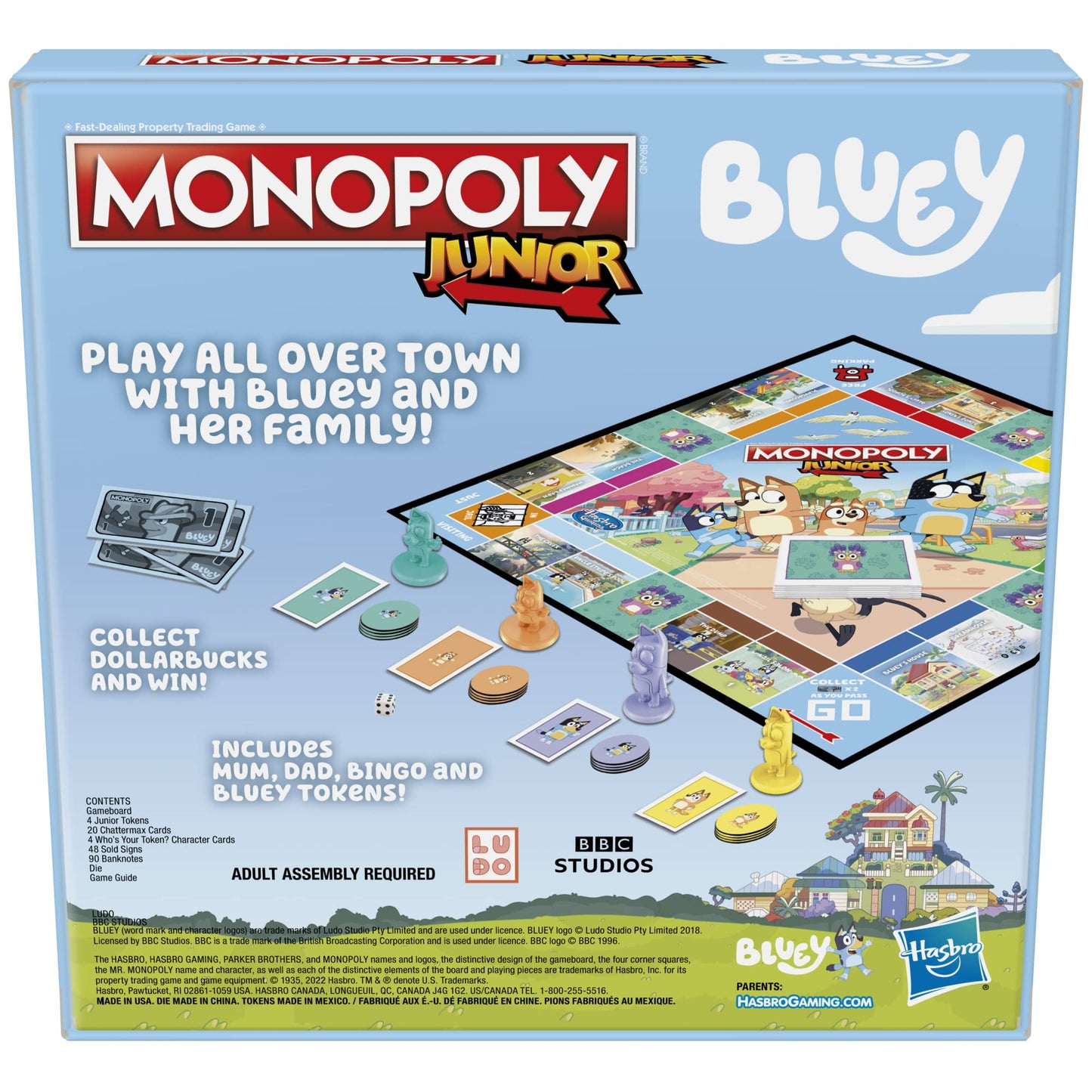 Hasbro Gaming Monopoly Junior Bluey Edition Board Game | Kids Play as Bluey, Bingo, Mum & Dad for Girls & Boys | Ages 5+ (Amazon Exclusive)