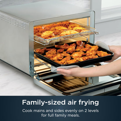 Ninja Air Fryer & Toaster Oven | Prestige Smart XL Countertop Oven | Bakes up to 20 Cookies, Fits up to a 12lb Turkey | Pizza, Toast, Bake, Air Fry & Reheat | 1800 Watts | Stainless Steel | DT501