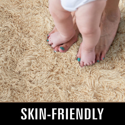 TWINNIS Super Soft Shaggy Rugs Fluffy Carpets 8x10 Feet, Indoor Modern Plush Area Rugs for Living Room Bedroom Kids Room Nursery Home Decor, Upgrade Anti-Skid Rectangular Fuzzy Rug, Light Tan
