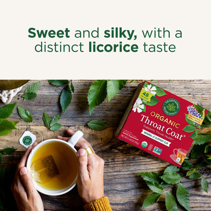 Traditional Medicinals Tea, Organic Throat Coat, Supports Throat Health, 48 Tea Bags